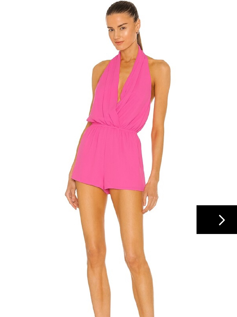 Superdown Emma Romper Large Pink Halter Plunging V Neck Open Back
